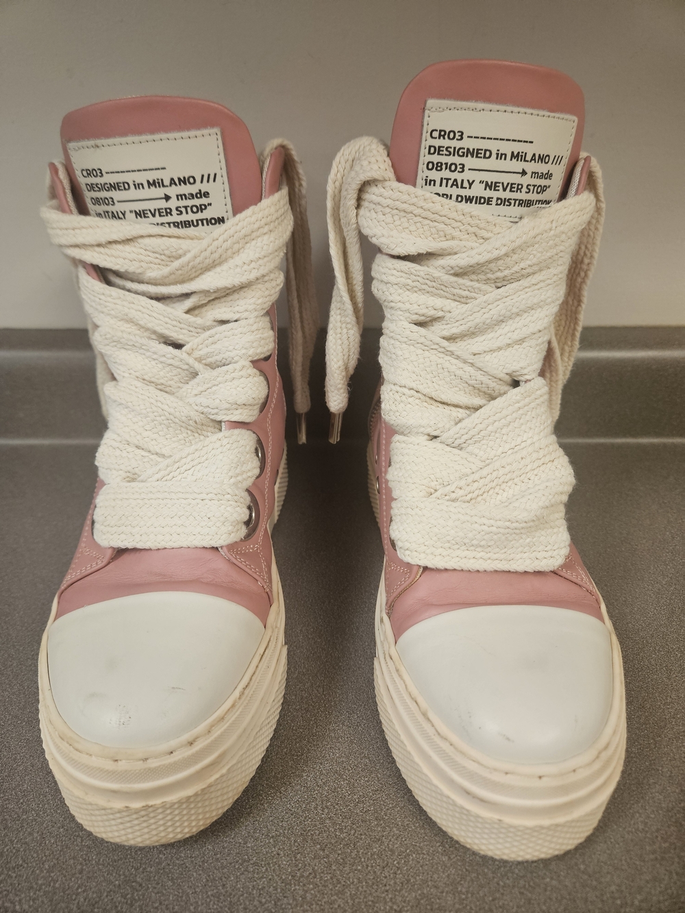 High-Top Platform Sneakers - Pink/White